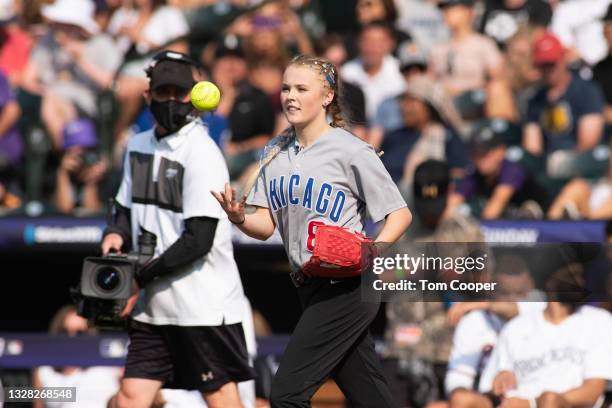 Media Personality JoJo Siwa during the MLB All-Star Celebrity Softball Game at Coors Field on July 11, 2021 in Denver, Colorado.