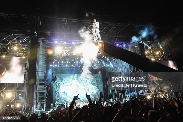 Rapper Kanye West performs during Day 3 of the Coachella Valley Music & Arts Festival 2011 held at the Empire Polo Club on April 17, 2011 in Indio,...