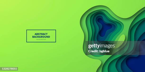 stockillustraties, clipart, cartoons en iconen met paper cut background - green abstract wave shapes - trendy 3d design - papercutting