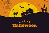 vector background with halloween illustrations for banners, cards, flyers, social media wallpapers, etc.