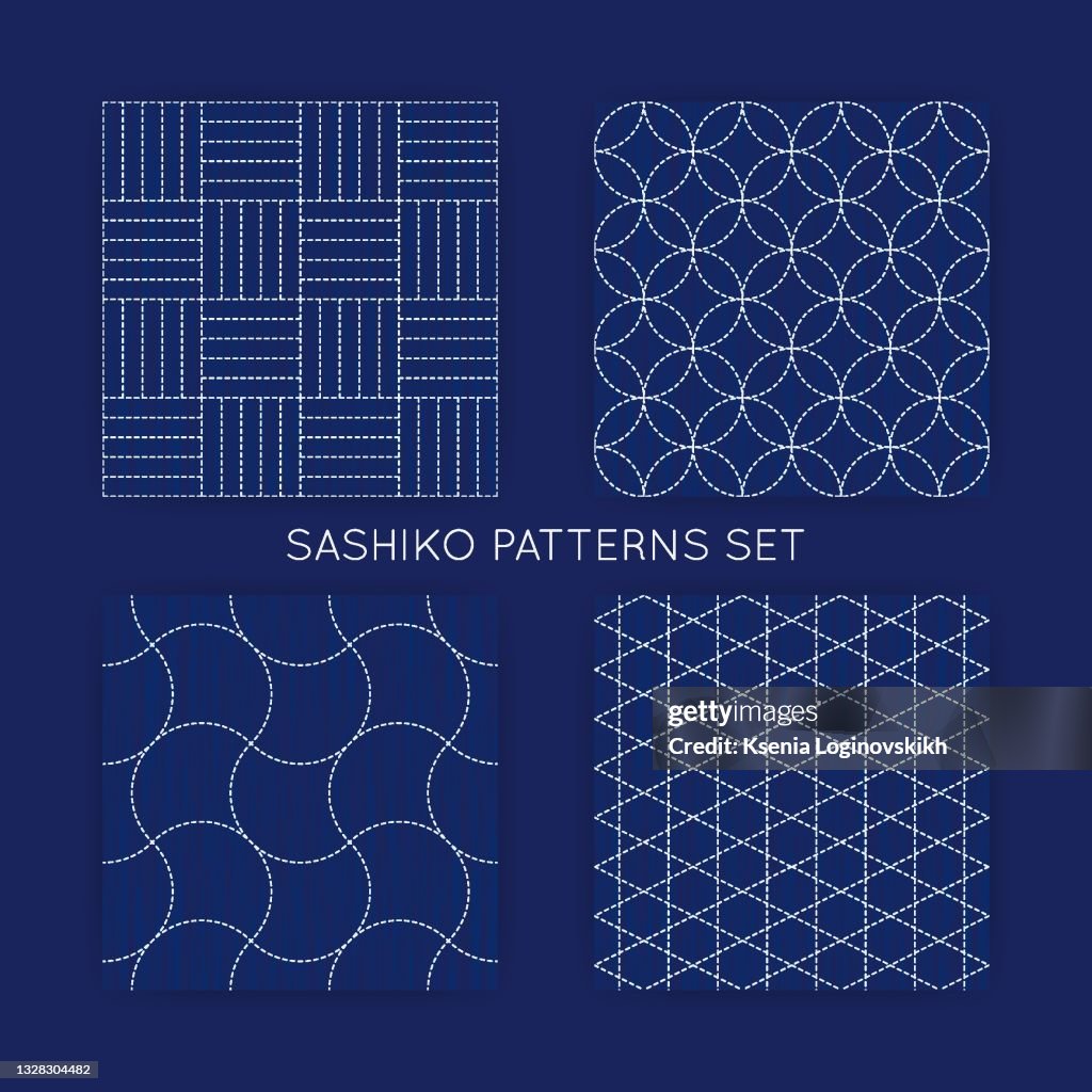 Mouse Sashiko Pattern Sashiko Pattern Vector Seamless Embroidery Japanese Traditional Art ...