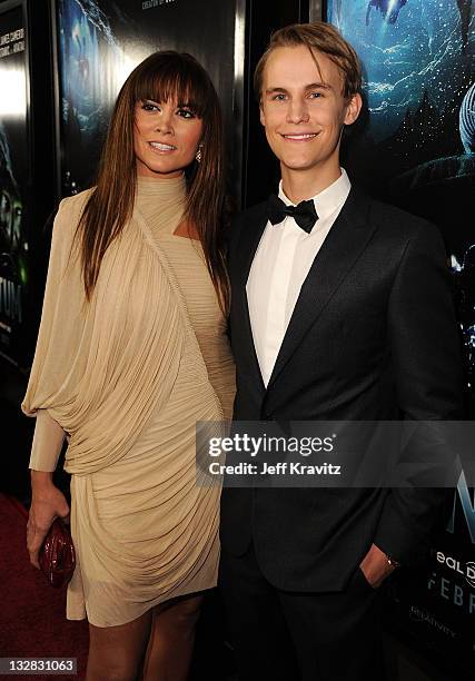 Actors Alice Parkinson and Rhys Wakefield attend the Los Angeles premiere of "Sanctum" at Grauman's Chinese Theatre on January 31, 2011 in Hollywood,...