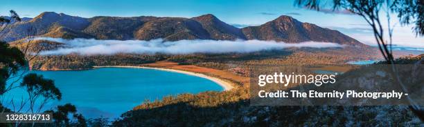the magnificent wineglass bay in the morning, freycinet national park, tasmania - wineglass bay stock pictures, royalty-free photos & images