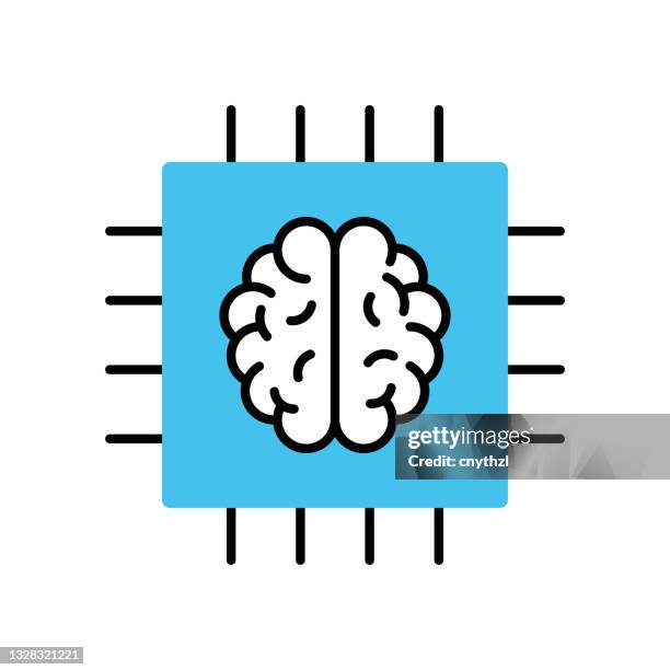 artificial intelligence flat icon. flat design vector illustration - brain logo stock illustrations