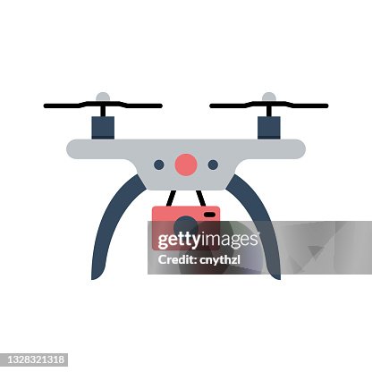 Drone Camera Flat Icon. Flat Design Vector Illustration Drone Camera Flat Icon. Flat Design Vector Illustration