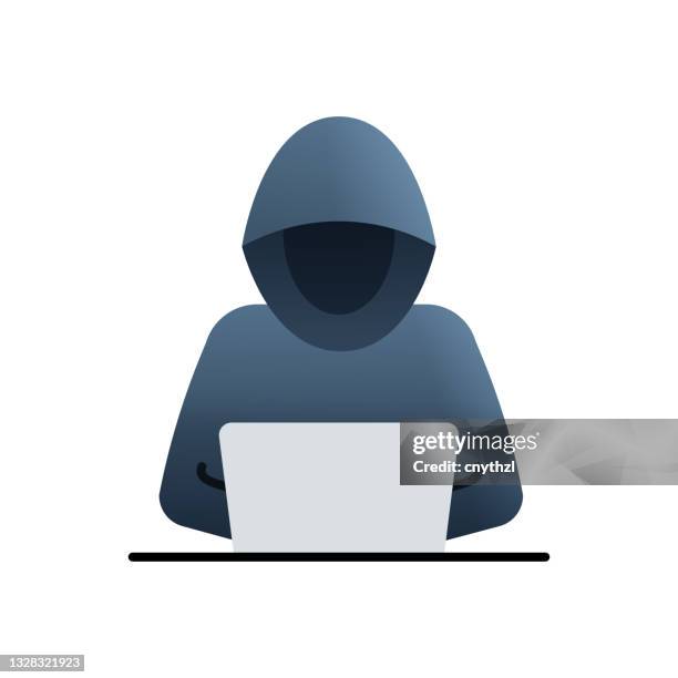 ilustraciones, imágenes clip art, dibujos animados e iconos de stock de icono plano de hacker. ilustración de vectores de diseño plano - anonymous hacker