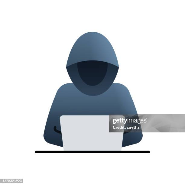 hacker flat icon. flat design vector illustration - computer hacker stock illustrations