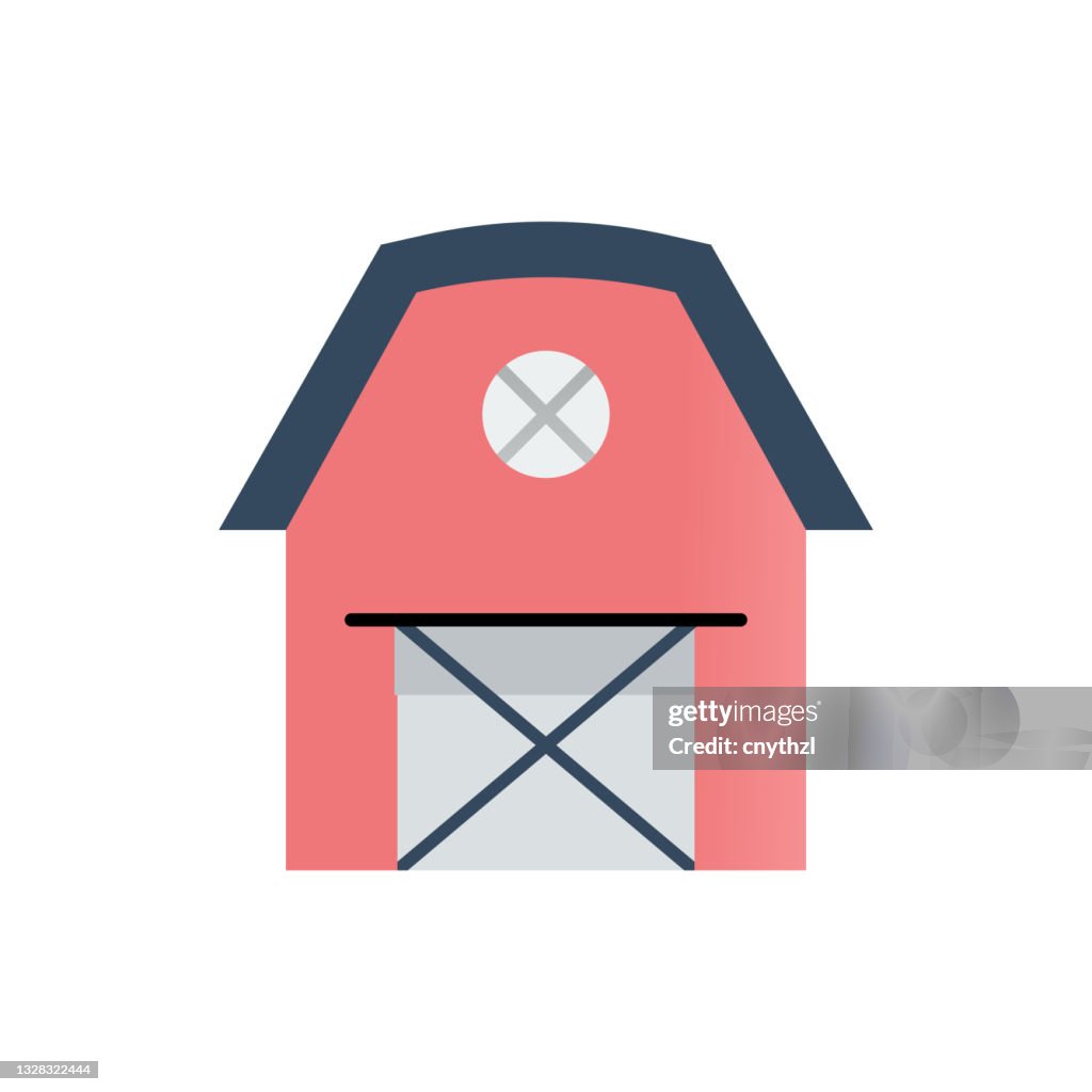 Barn Flat Icon. Flat Design Vector Illustration