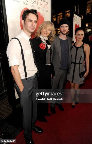 Actors Scott Mechlowicz, Blythe Danner,Tom Sturridge and Rachel Bilson arrive at the Los Angeles premiere of "Waiting for Forever" held at Pacific...