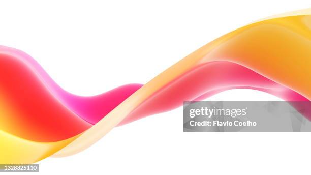 red, orange and pink gradient wave on white background - liquid flow stock pictures, royalty-free photos & images