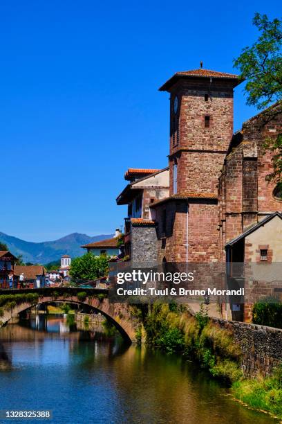 france, pyrénées-atlantiques (64), basque country, saint-jean-pied-de-port - camino de santiago pyrenees stock pictures, royalty-free photos & images