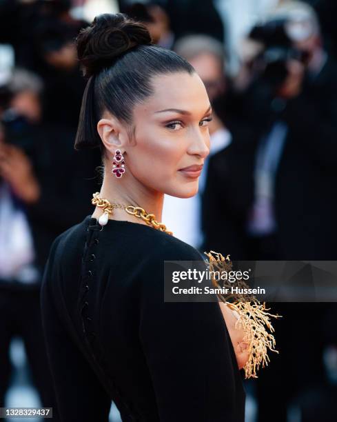 Bella Hadid attends the "Tre Piani " screening during the 74th annual Cannes Film Festival on July 11, 2021 in Cannes, France.