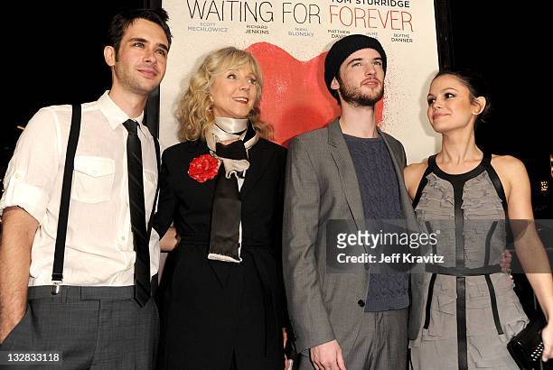 Actors Scott Mechlowicz, Blythe Danner,Tom Sturridge and Rachel Bilson arrive at the Los Angeles premiere of "Waiting for Forever" held at Pacific...