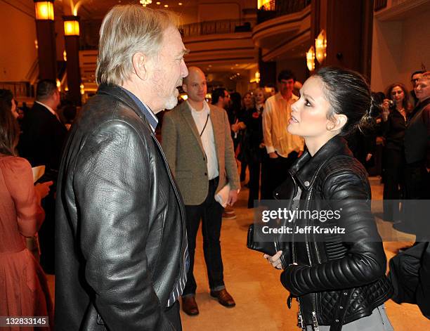 Director James Keach and actress Rachel Bilson arrive at the Los Angeles premiere of "Waiting for Forever" held at Pacific Theaters at the Grove on...