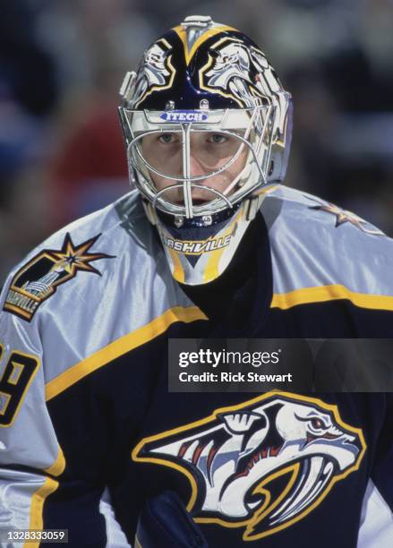 Tomas Vokoun, Goaltender for the Nashville Predators during the NHL Eastern Conference Northeast Division game against the Buffalo Sabres on 16th...