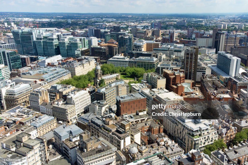 Birmingham Aerial Cityscape, England, UK