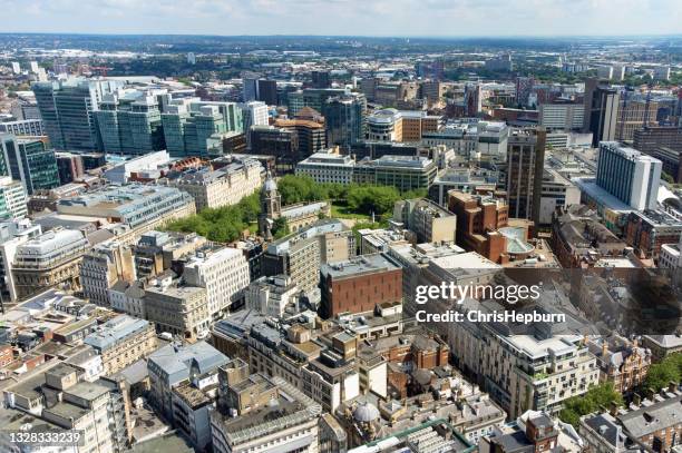 birmingham aerial cityscape, england, uk - birmingham england stock pictures, royalty-free photos & images