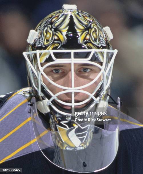 Garth Snow, Goaltender for the Pittsburgh Penguins during the NHL Eastern Conference Northeast Division game against the Buffalo Sabres on 1st...