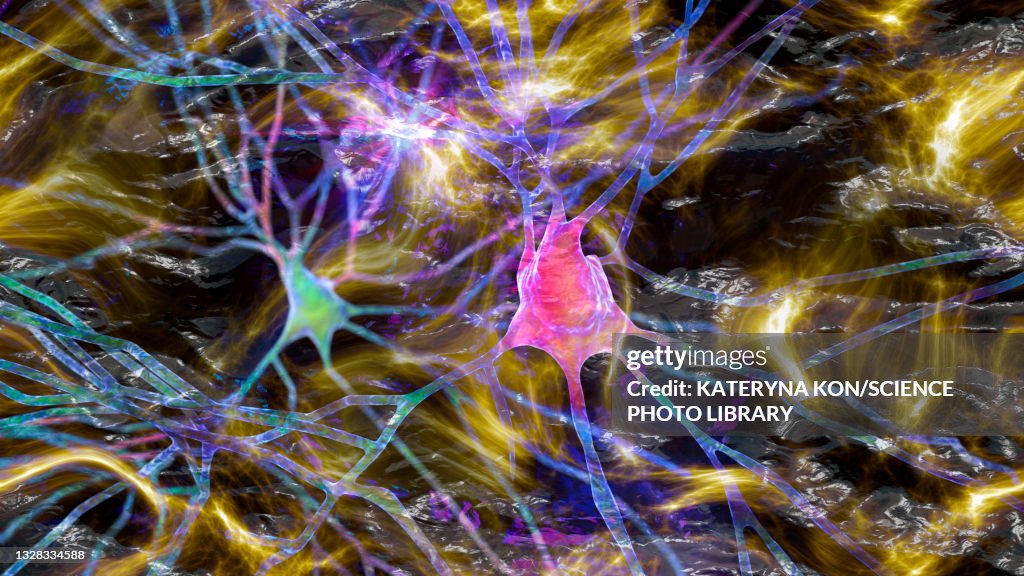 Neurons in dementia, conceptual illustration
