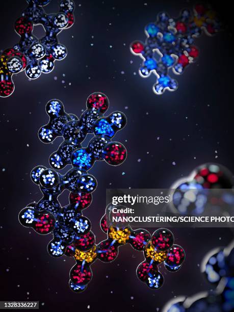 thymidine triphosphate nucleotide molecule, illustration - nucleotide stock pictures, royalty-free photos & images