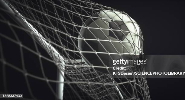 football flying into goal, illustration - netting stock illustrations