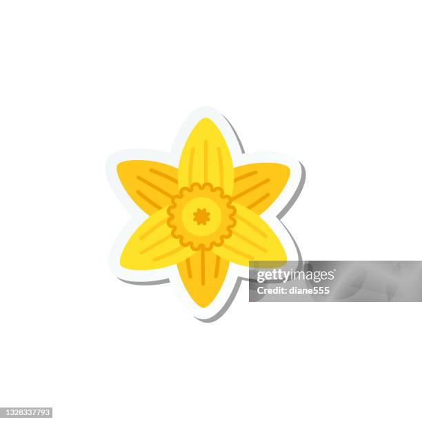 süße blumenikone im flat design - narzisse - daffodil stock-grafiken, -clipart, -cartoons und -symbole