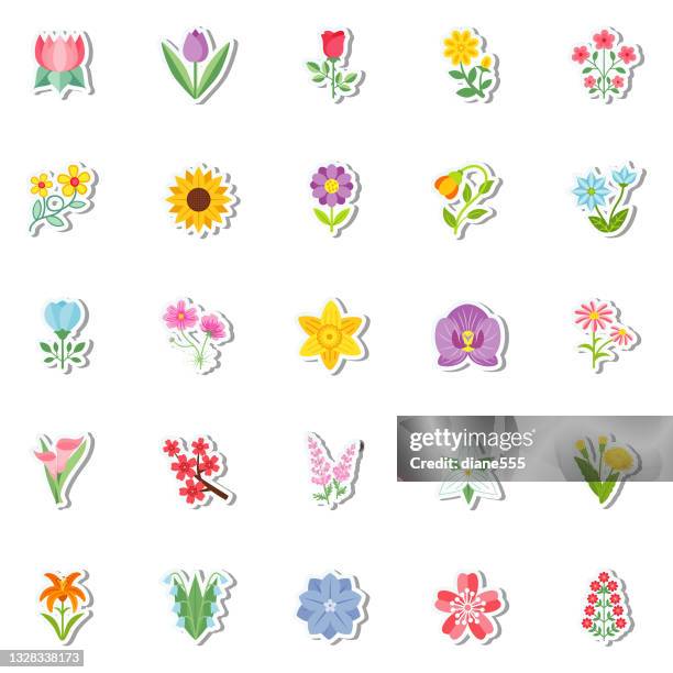 süße blumenikone im flachen design - buttercup stock-grafiken, -clipart, -cartoons und -symbole