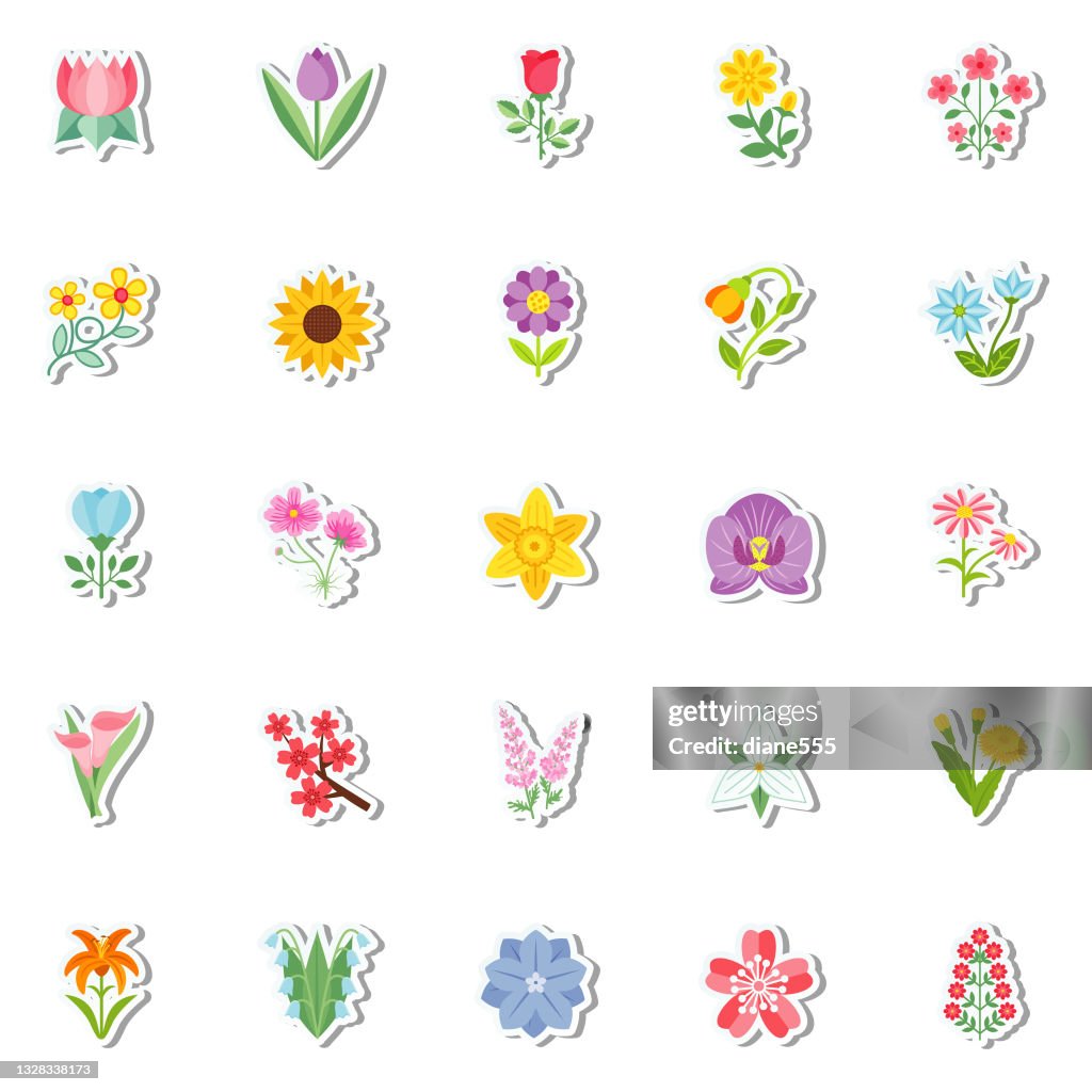 Cute Flower Icon In Flat Design