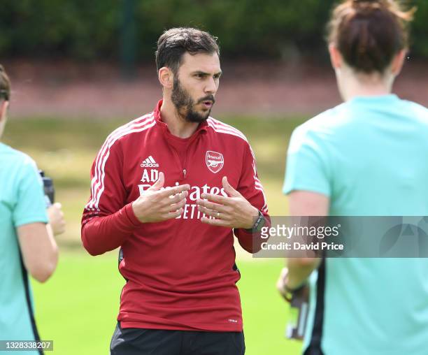 Arsenal Women Assistant Coach Aaron D'Antino during the Arsenal Women training session at London Colney on July 12, 2021 in St Albans, England.