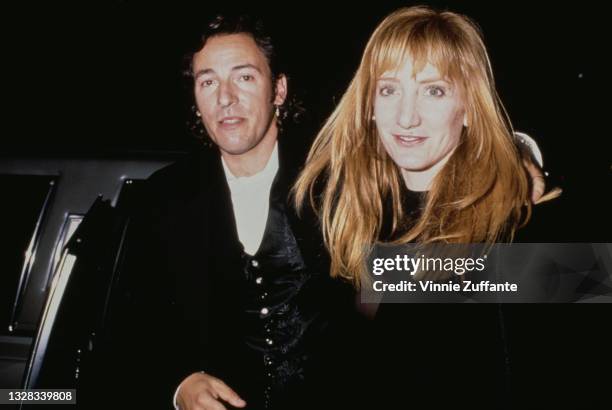 American singer, songwriter and musician Bruce Springsteen and his partner Patti Scialfa attend the 5th Annual Rock & Roll Hall of Fame induction...