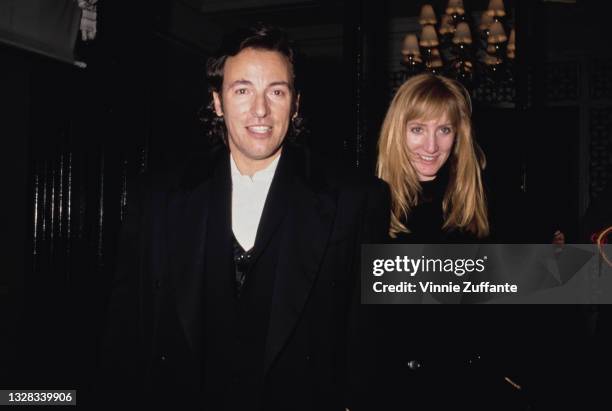 American singer, songwriter and musician Bruce Springsteen and his partner Patti Scialfa attend the 5th Annual Rock & Roll Hall of Fame induction...