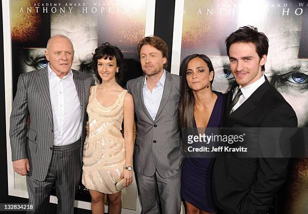 Actor Sir Anthony Hopkins, Actress Marta Gastini, Director Mikael Hafstrom, Actress Alice Braga and Actor Colin O'Donoghue arrive at the Los Angeles...