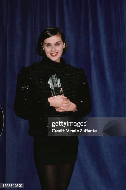 English singer and songwriter Lisa Stansfield wins at the First Annual Billboard Music Awards at Barker Hangar in Santa Monica, California, 26th...