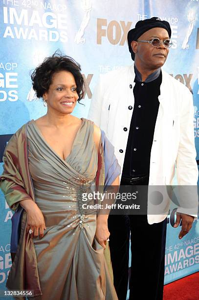 Actor Samuel L. Jackson and guest arrive at the 42nd Annual NAACP Image Awards held at The Shrine Auditorium on March 4, 2011 in Los Angeles,...