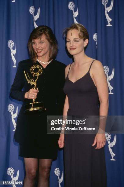 American actress Leigh Taylor-Young with actress Helen Hunt at the 46th Annual Primetime Emmy Awards at the Pasadena Civic Auditorium in Pasadena,...