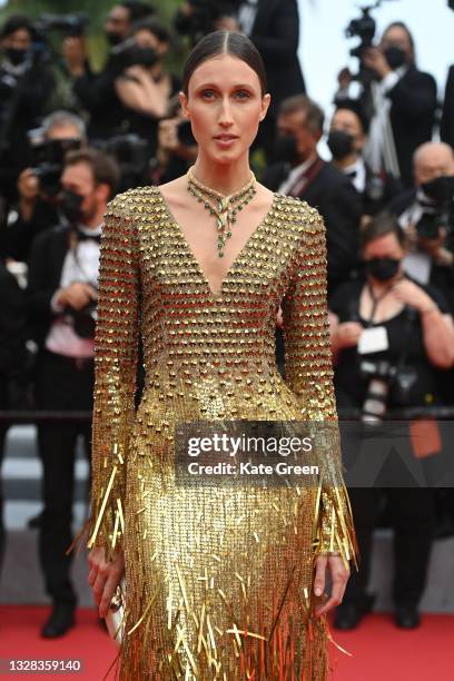 Anna Cleveland attends the "The French Dispatch" screening during the 74th annual Cannes Film Festival on July 12, 2021 in Cannes, France.