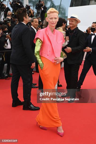 Tilda Swinton attends the "The French Dispatch" screening during the 74th annual Cannes Film Festival on July 12, 2021 in Cannes, France.