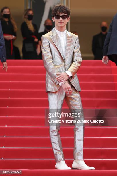 Timothée Chalamet attends the "The French Dispatch" screening during the 74th annual Cannes Film Festival on July 12, 2021 in Cannes, France.