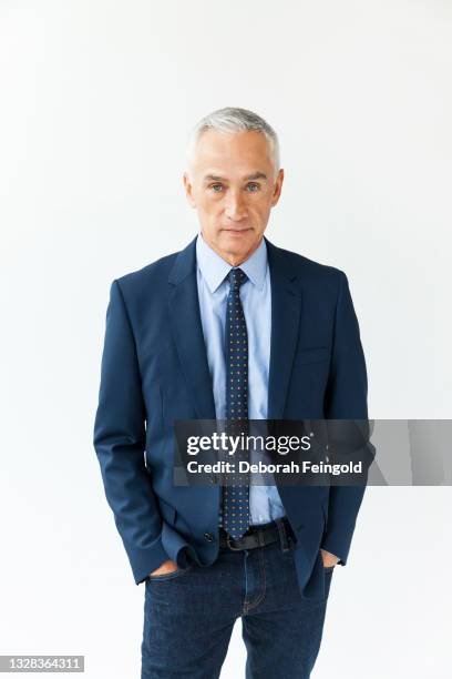 Deborah Feingold/Corbis via Getty Images) Portrait of Mexican-American broadcast journalist Jorge Ramos as he poses against a white background, New...