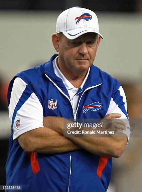 Head coach Chan Gailey of the Buffalo Bills at Cowboys Stadium on November 13, 2011 in Arlington, Texas.