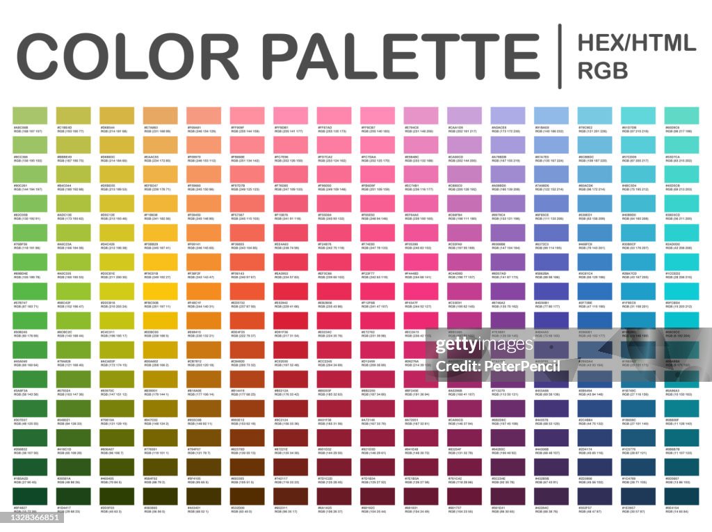 Color Palette Color Chart Print Test Page Color Codes Rgb Hex Html Vector  Color High-Res Vector Graphic - Getty Images