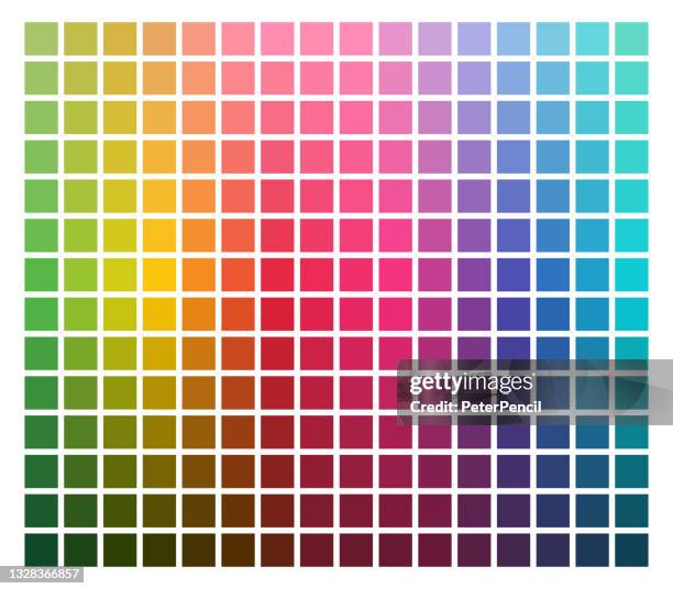 farbpalette. farbkarte. testseite drucken. farbcodes. rgb, hex html. vektorfarbe - farbprobe stock-grafiken, -clipart, -cartoons und -symbole