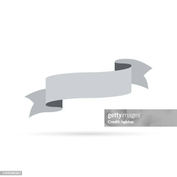 gray ribbon, isolated on white background - design element - silver ribbon stock illustrations