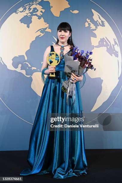 Katerina Perez is seen during the World Influencers and Bloggers Awards 2021 at Hotel Martinez on July 12, 2021 in Cannes, France.