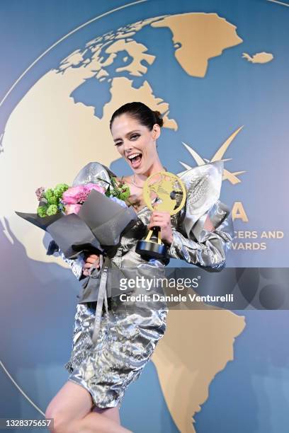 Coco Rocha is seen during the World Influencers and Bloggers Awards 2021 at Hotel Martinez on July 12, 2021 in Cannes, France.