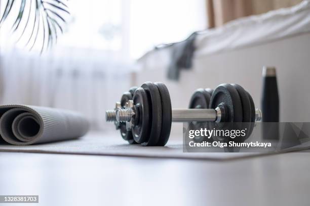 sports equipment for fitness at home - gym bildbanksfoton och bilder