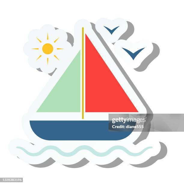 cute summer icon on a trasparent base - sailboat stock illustration - trasparente stock illustrations