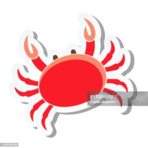 ilustrações, clipart, desenhos animados e ícones de ícone de verão fofo em uma base trasparente - ilustração de ações de caranguejo - caranguejo