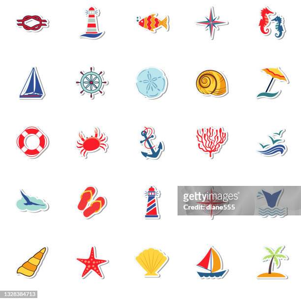 cute summer icons on trasparent bases -  stock illustration - trasparente stock illustrations