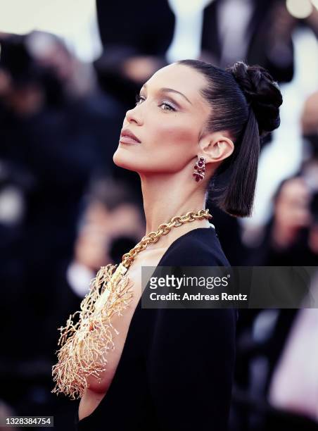 Bella Hadid attends the "Tre Piani " screening during the 74th annual Cannes Film Festival on July 11, 2021 in Cannes, France.
